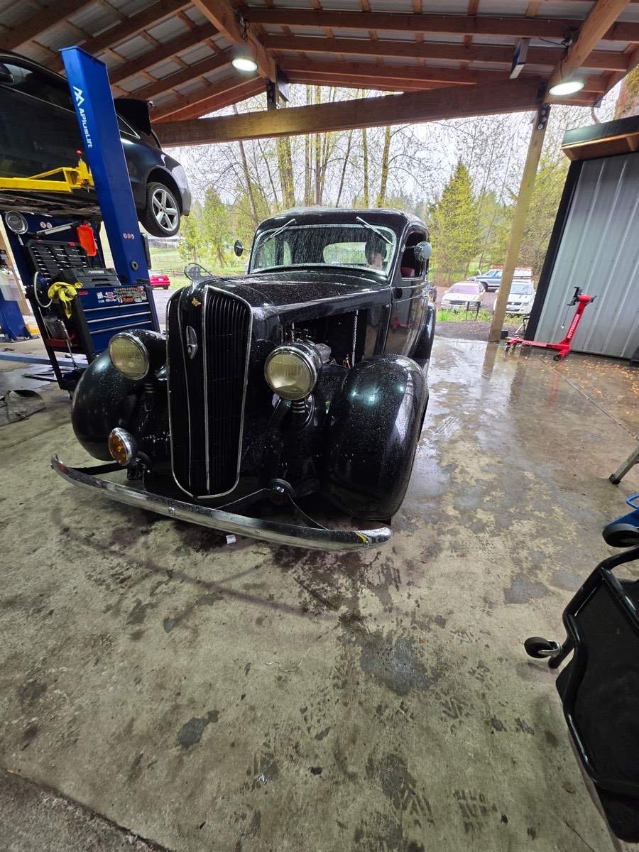 A pre-war classic sedan in for service at Eastside Speedshop