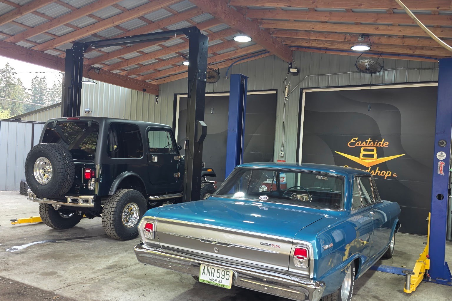 Vehicles in the service bays at Eastside Speedshop